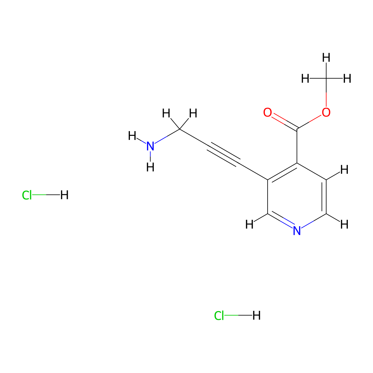Methyl 3-(3-aminoprop-1-ynyl)pyridine-4-carboxylate;dihydrochloride molecular structure, CAS 2460755-63-7