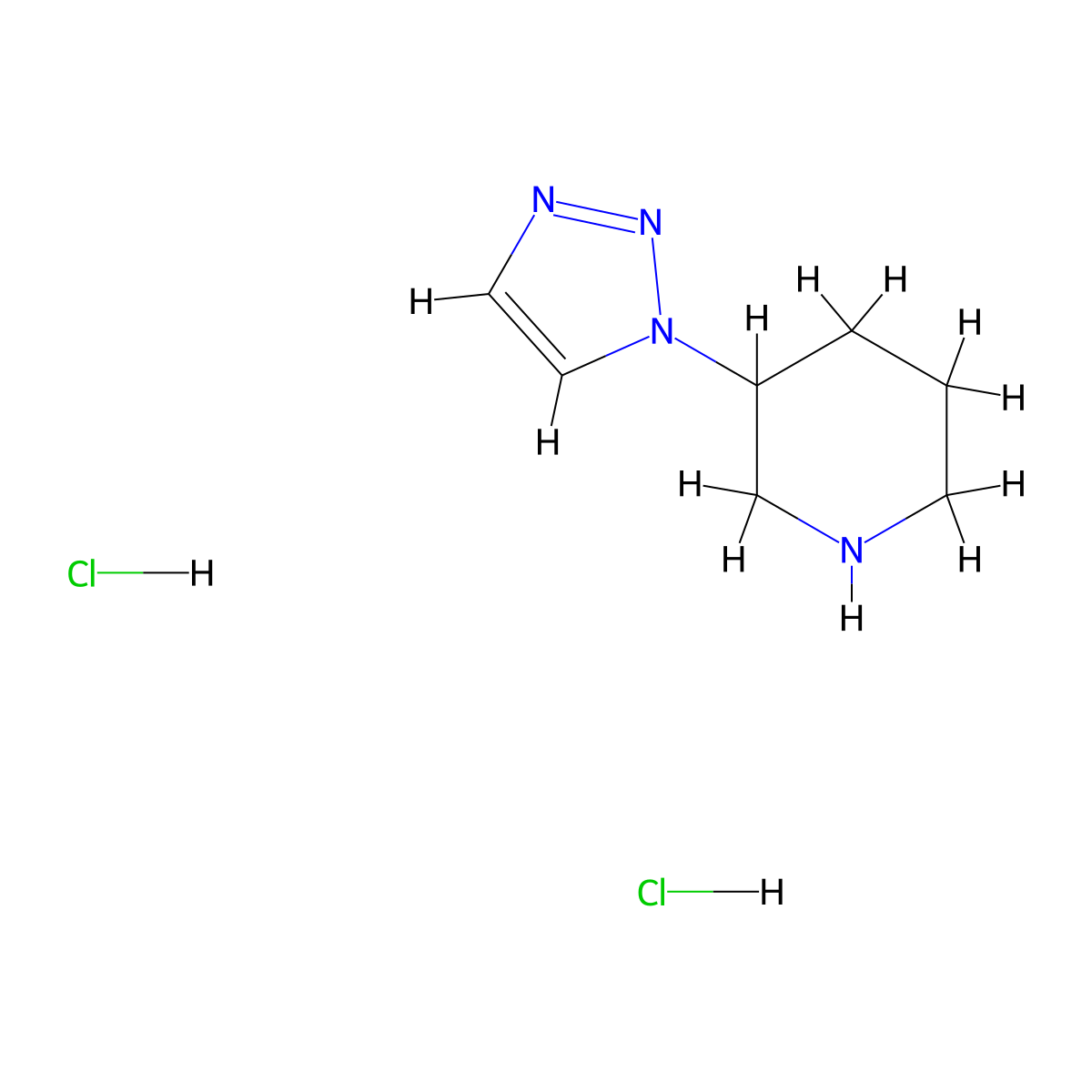 3-(1H-1,2,3-triazol-1-yl)piperidine dihydrochloride molecular structure, CAS 2460755-72-8