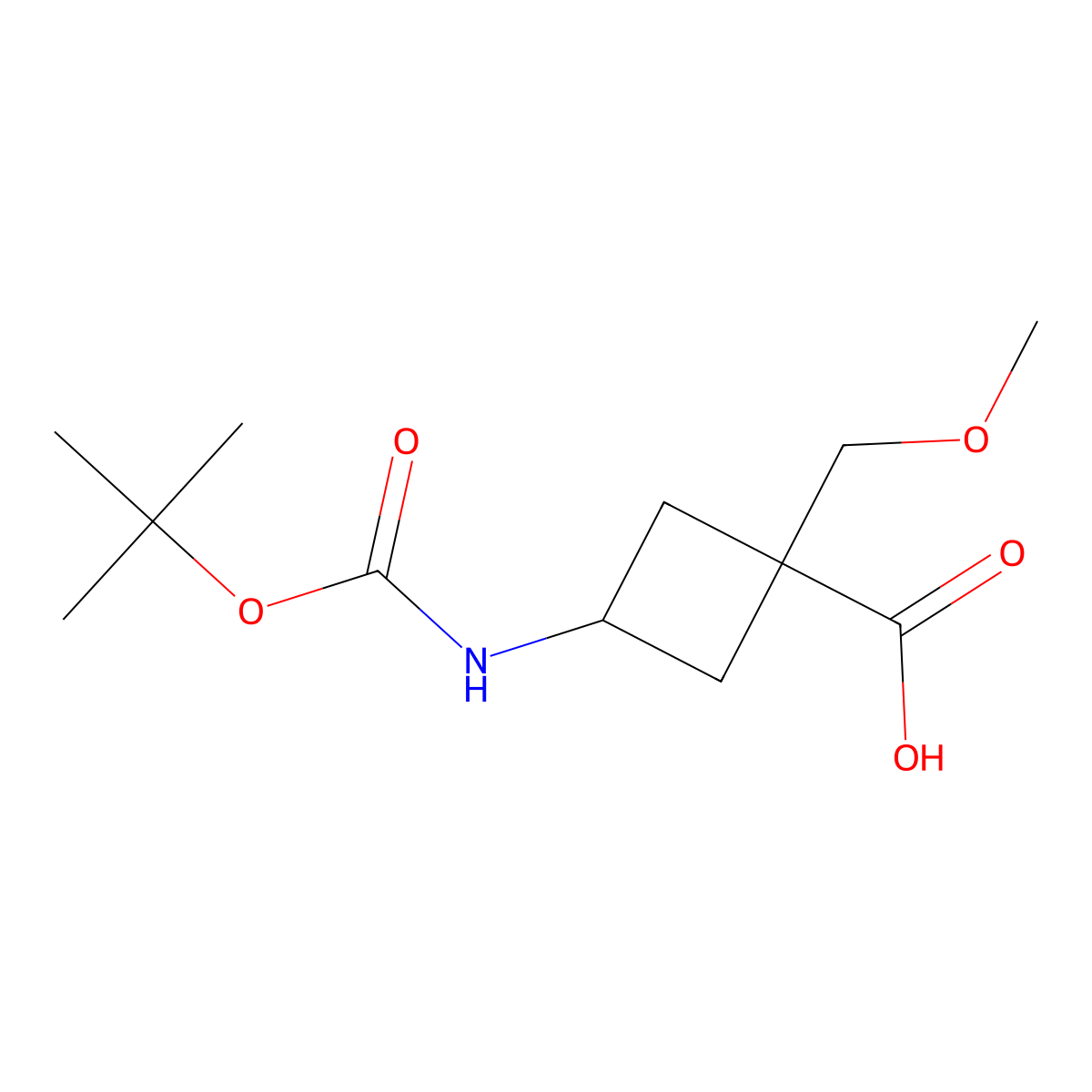 3-{[(Tert-butoxy)carbonyl]amino}-1-(methoxymethyl)cyclobutane-1-carboxylic acid molecular structure, CAS 2460755-76-2