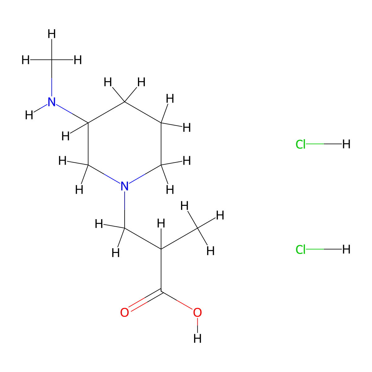 2-Methyl-3-[3-(methylamino)piperidin-1-yl]propanoicaciddihydrochloride molecular structure, CAS 2460755-86-4