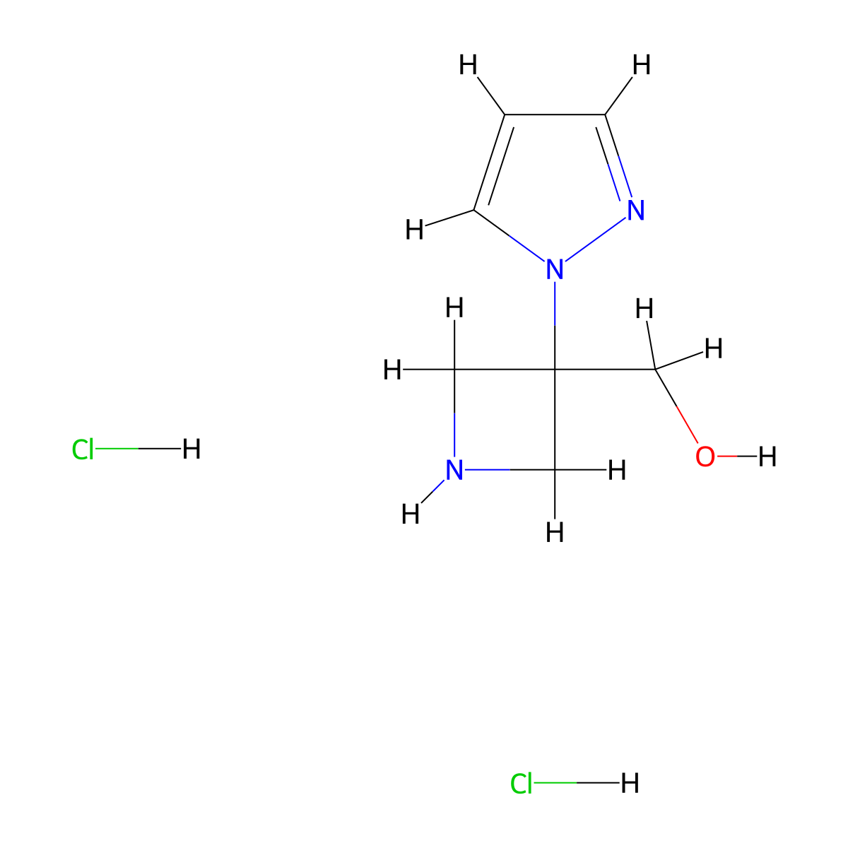 [3-(1H-pyrazol-1-yl)azetidin-3-yl]methanol dihydrochloride molecular structure, CAS 2460755-93-3