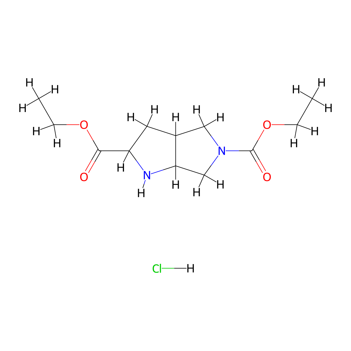 2,5-Diethyl octahydropyrrolo[2,3-c]pyrrole-2,5-dicarboxylate hydrochloride molecular structure, CAS 2460756-00-5
