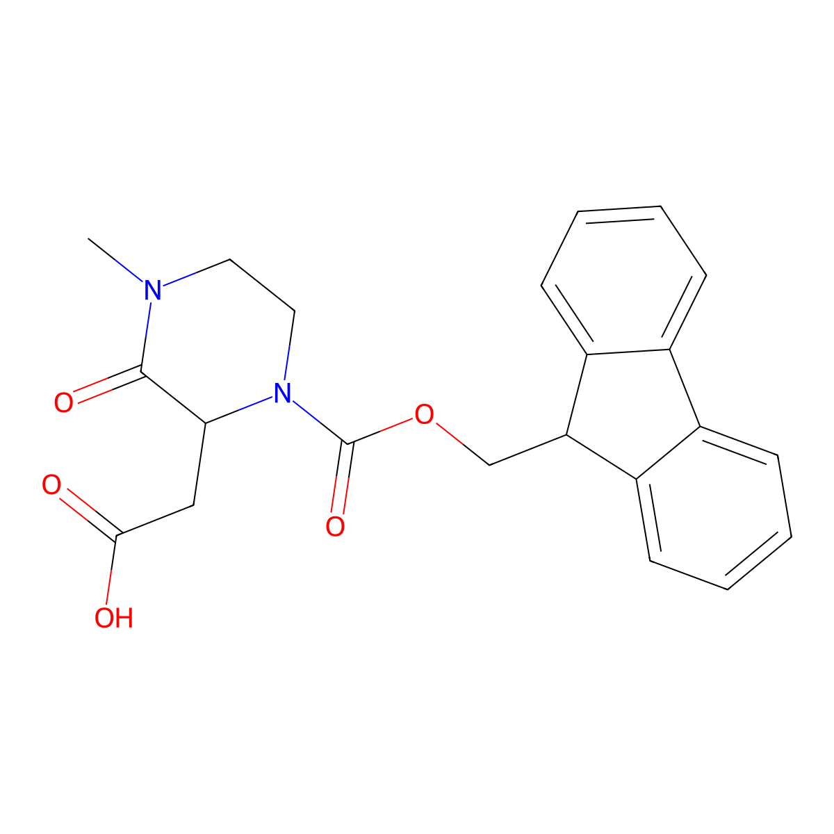 2-[1-(9H-Fluoren-9-ylmethoxycarbonyl)-4-methyl-3-oxopiperazin-2-yl]acetic acid molecular structure, CAS 2460756-03-8