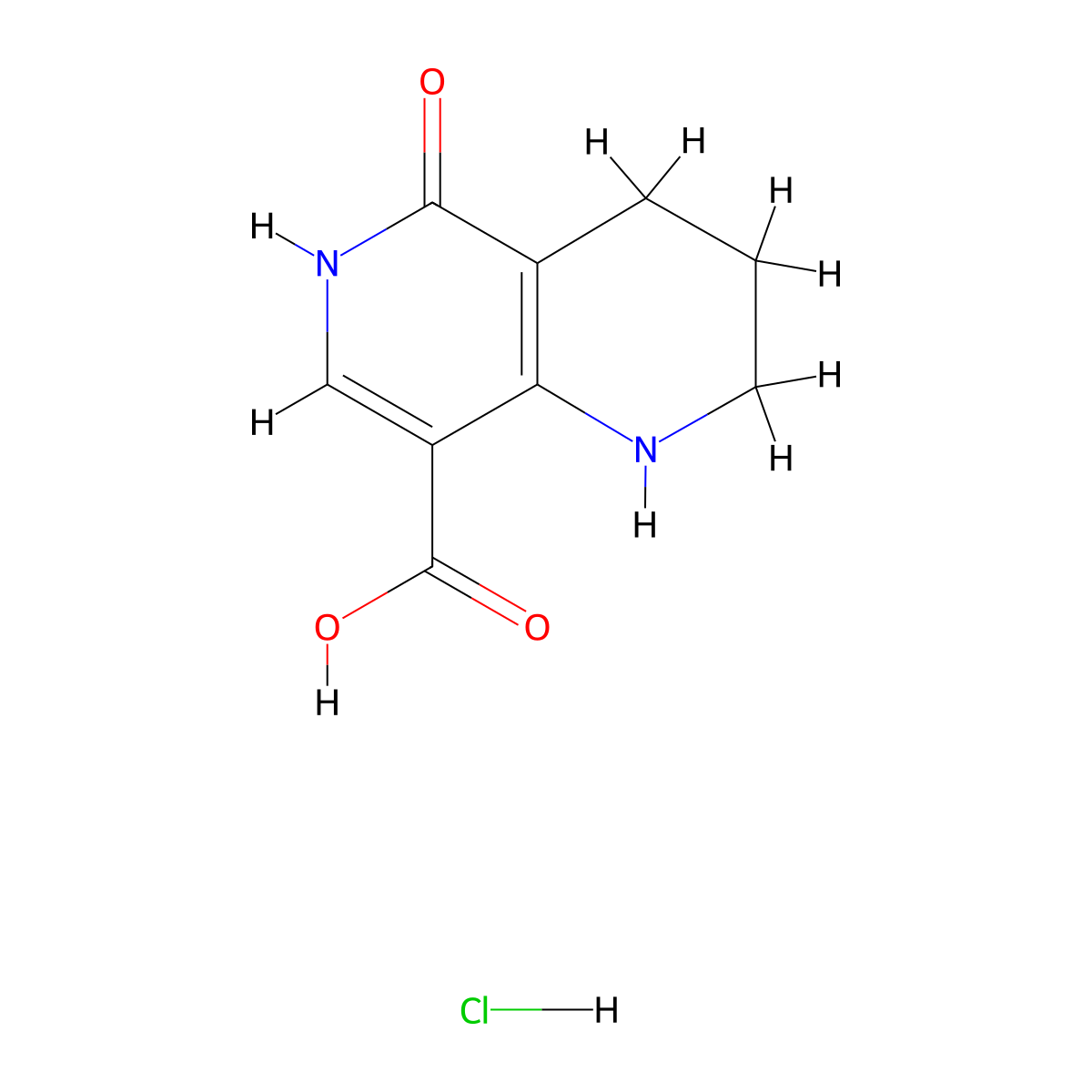 5-Hydroxy-1,2,3,4-tetrahydro-1,6-naphthyridine-8-carboxylicacidhydrochloride molecular structure, CAS 2460756-08-3
