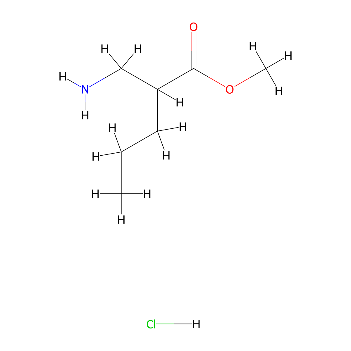 Methyl 2-(aminomethyl)pentanoate hydrochloride molecular structure, CAS 2460756-09-4