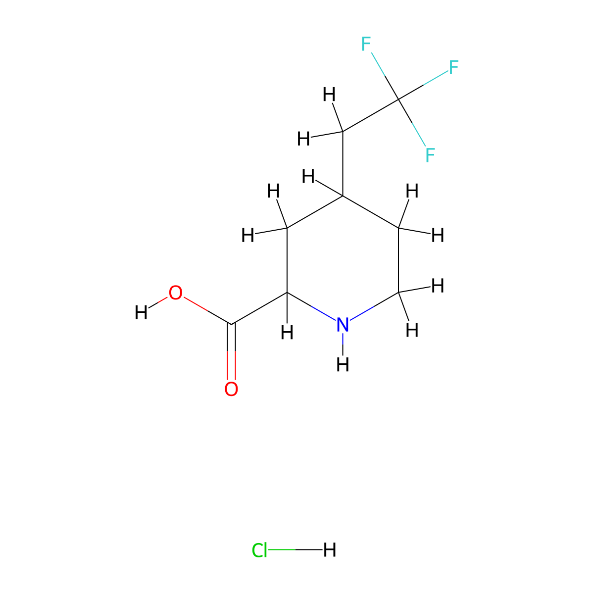 4-(2,2,2-Trifluoroethyl)piperidine-2-carboxylic acid;hydrochloride molecular structure, CAS 2460756-14-1