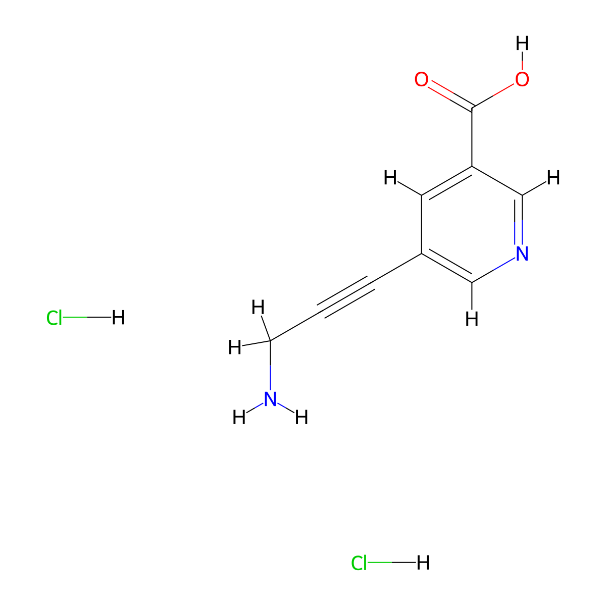 5-(3-Aminoprop-1-yn-1-yl)pyridine-3-carboxylic acid dihydrochloride molecular structure, CAS 2460756-21-0