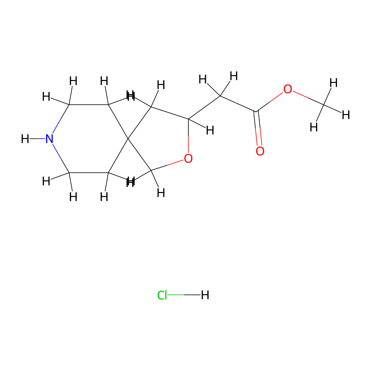Methyl 2-(2-oxa-8-azaspiro(4.5)decan-3-yl)acetate hydrochloride molecular structure, CAS 2460756-23-2