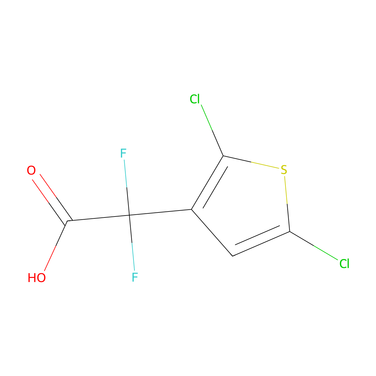 2-(2,5-Dichlorothiophen-3-yl)-2,2-difluoroacetic acid molecular structure, CAS 2460756-24-3