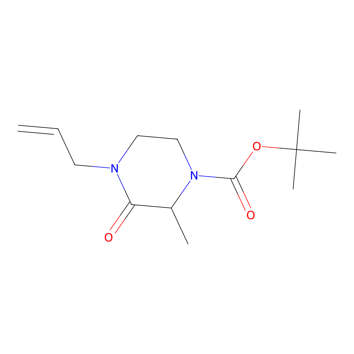 Tert-butyl 2-methyl-3-oxo-4-(prop-2-en-1-yl)piperazine-1-carboxylate molecular structure, CAS 2460756-26-5