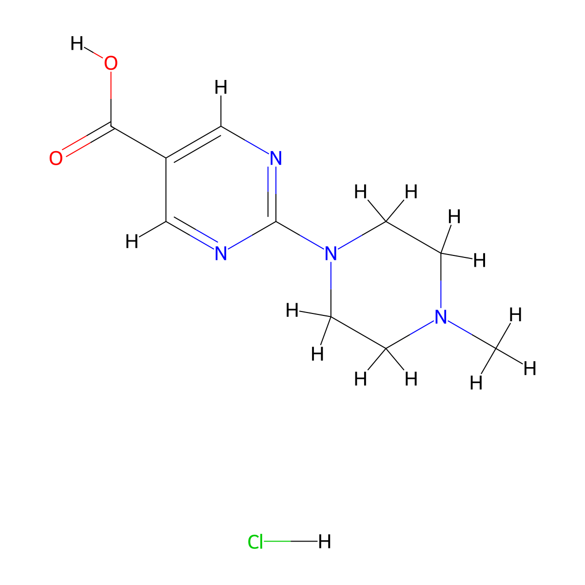 2-(4-Methylpiperazin-1-yl)pyrimidine-5-carboxylic acid hydrochloride molecular structure, CAS 2460756-32-3