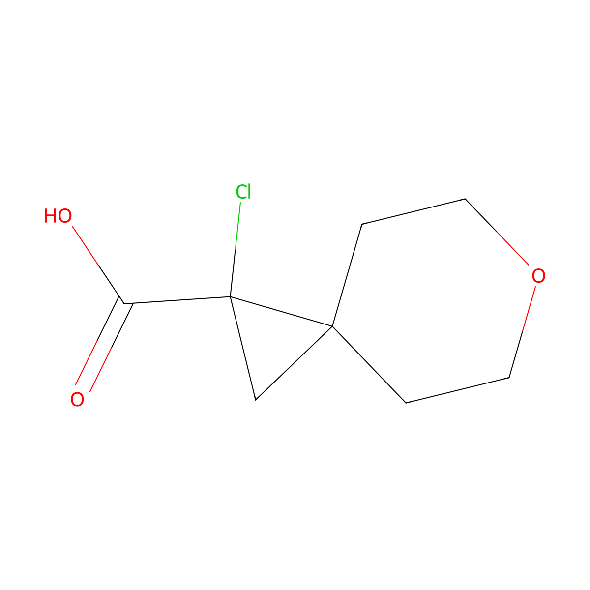 1-Chloro-6-oxaspiro[2.5]octane-1-carboxylicacid molecular structure, CAS 2460756-34-5