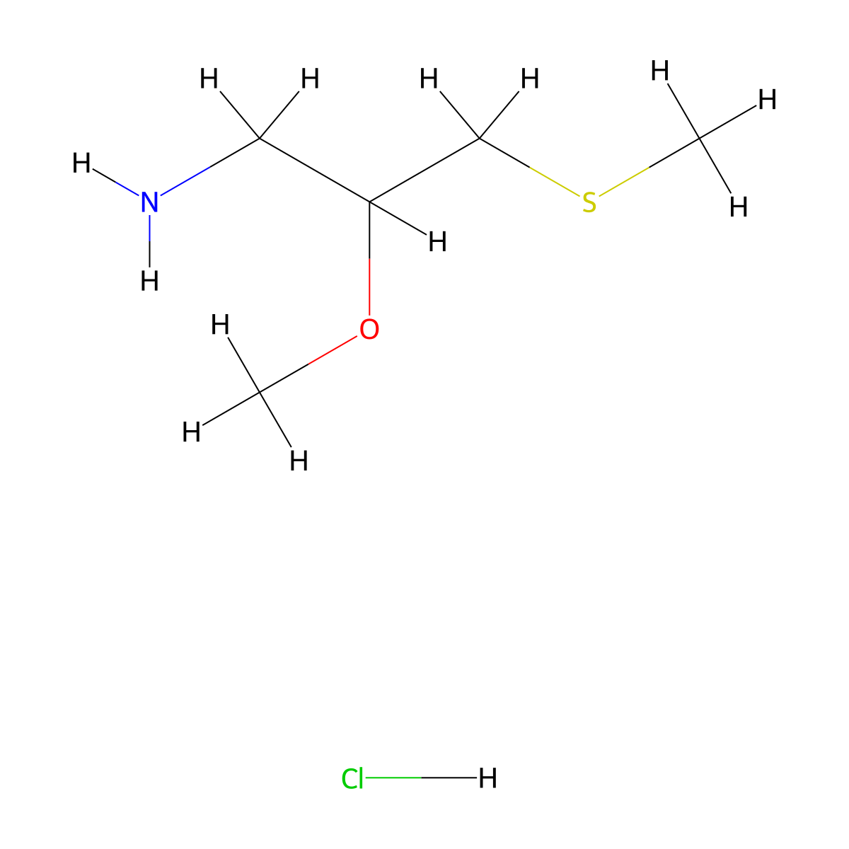 2-Methoxy-3-(methylsulfanyl)propan-1-aminehydrochloride molecular structure, CAS 2460756-42-5