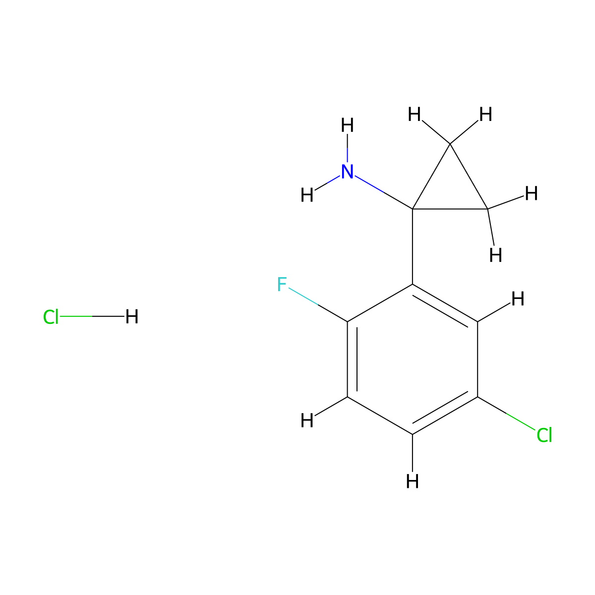 1-(5-Chloro-2-fluorophenyl)cyclopropan-1-aminehydrochloride molecular structure, CAS 2460756-49-2