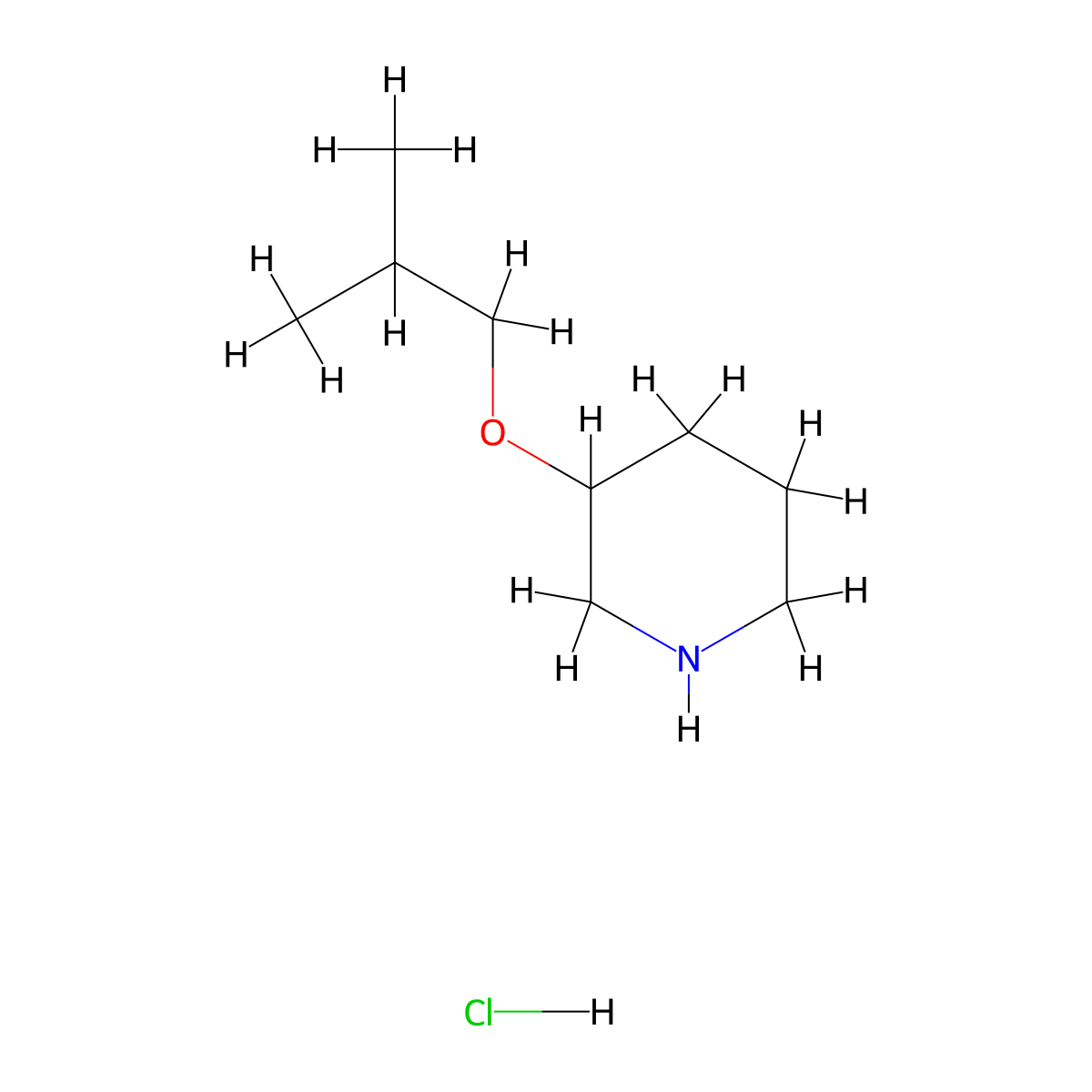 3-(2-Methylpropoxy)piperidinehydrochloride molecular structure, CAS 2460756-51-6