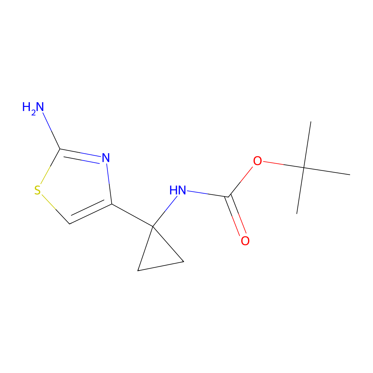 Tert-butyl N-[1-(2-amino-1,3-thiazol-4-yl)cyclopropyl]carbamate molecular structure, CAS 2460756-72-1
