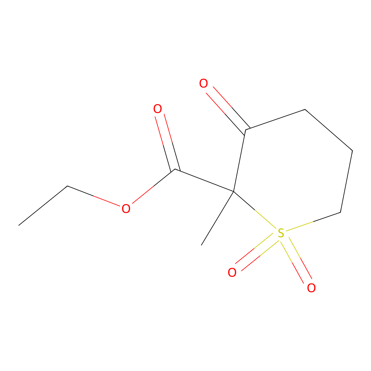 Ethyl 2-methyl-1,1,3-trioxo-1lambda6-thiane-2-carboxylate molecular structure, CAS 2460756-76-5