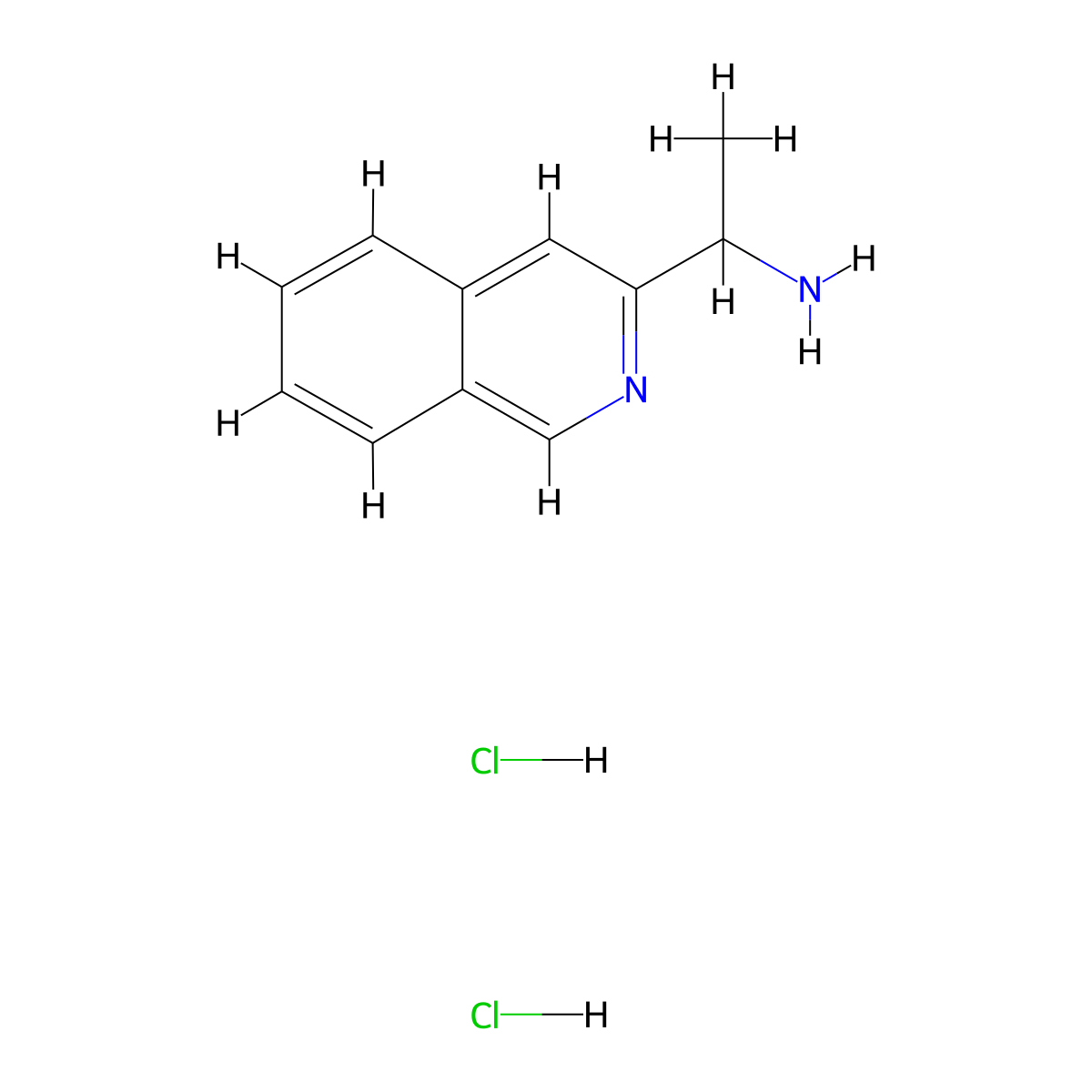 1-Isoquinolin-3-ylethanamine;dihydrochloride molecular structure, CAS 2460756-77-6