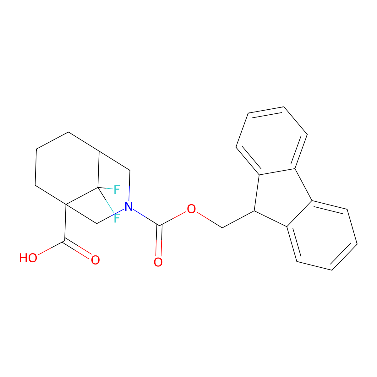 3-(9H-Fluoren-9-ylmethoxycarbonyl)-9,9-difluoro-3-azabicyclo[3.3.1]nonane-1-carboxylic acid molecular structure, CAS 2460756-78-7