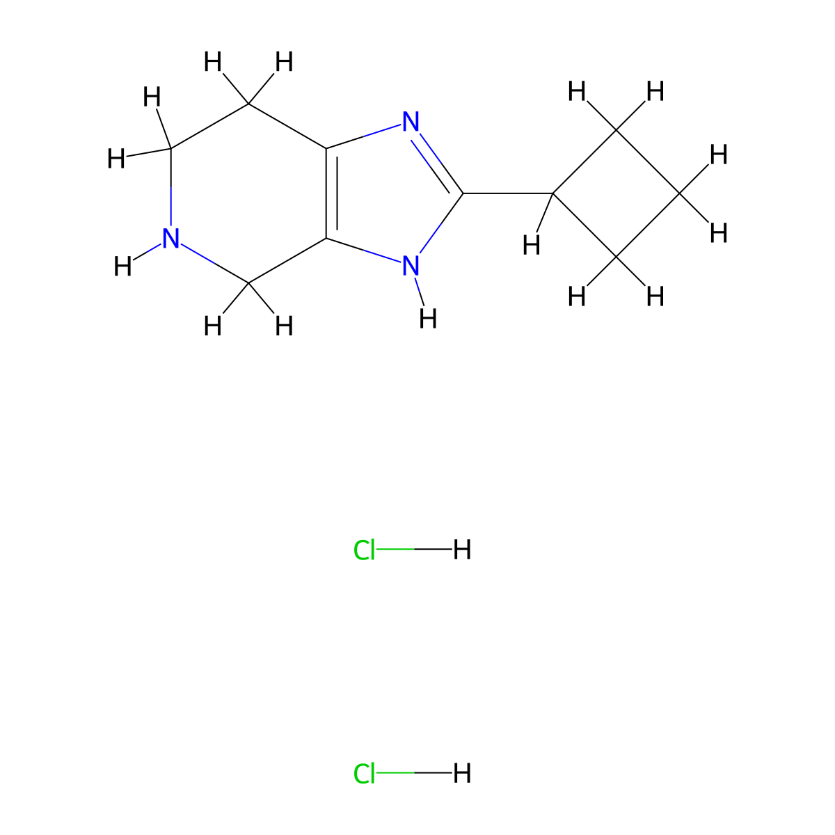 2-cyclobutyl-3H,4H,5H,6H,7H-imidazo[4,5-c]pyridine dihydrochloride molecular structure, CAS 2460756-86-7