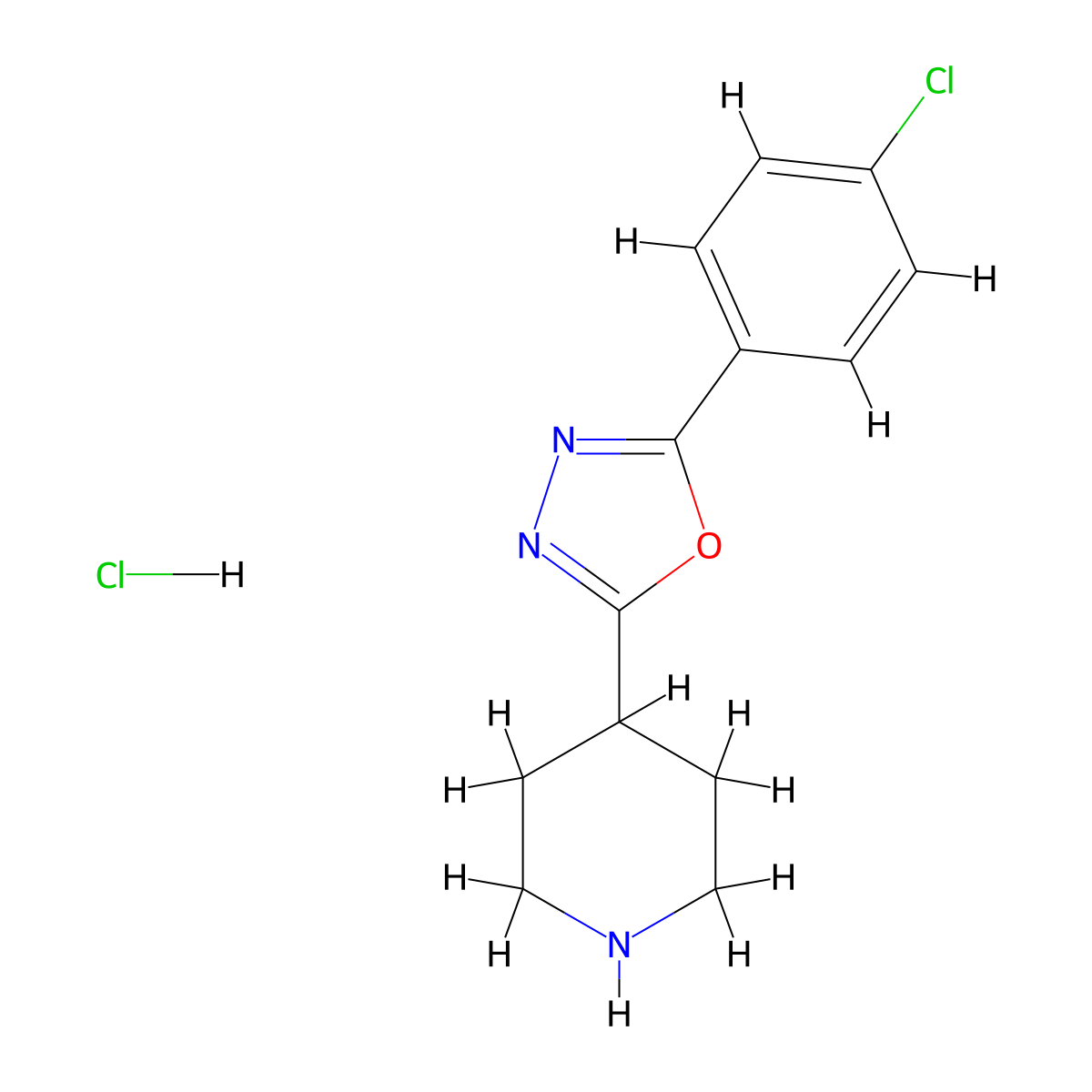 4-(5-(4-Chlorophenyl)-1,3,4-oxadiazol-2-yl)piperidine hydrochloride molecular structure, CAS 2460756-89-0