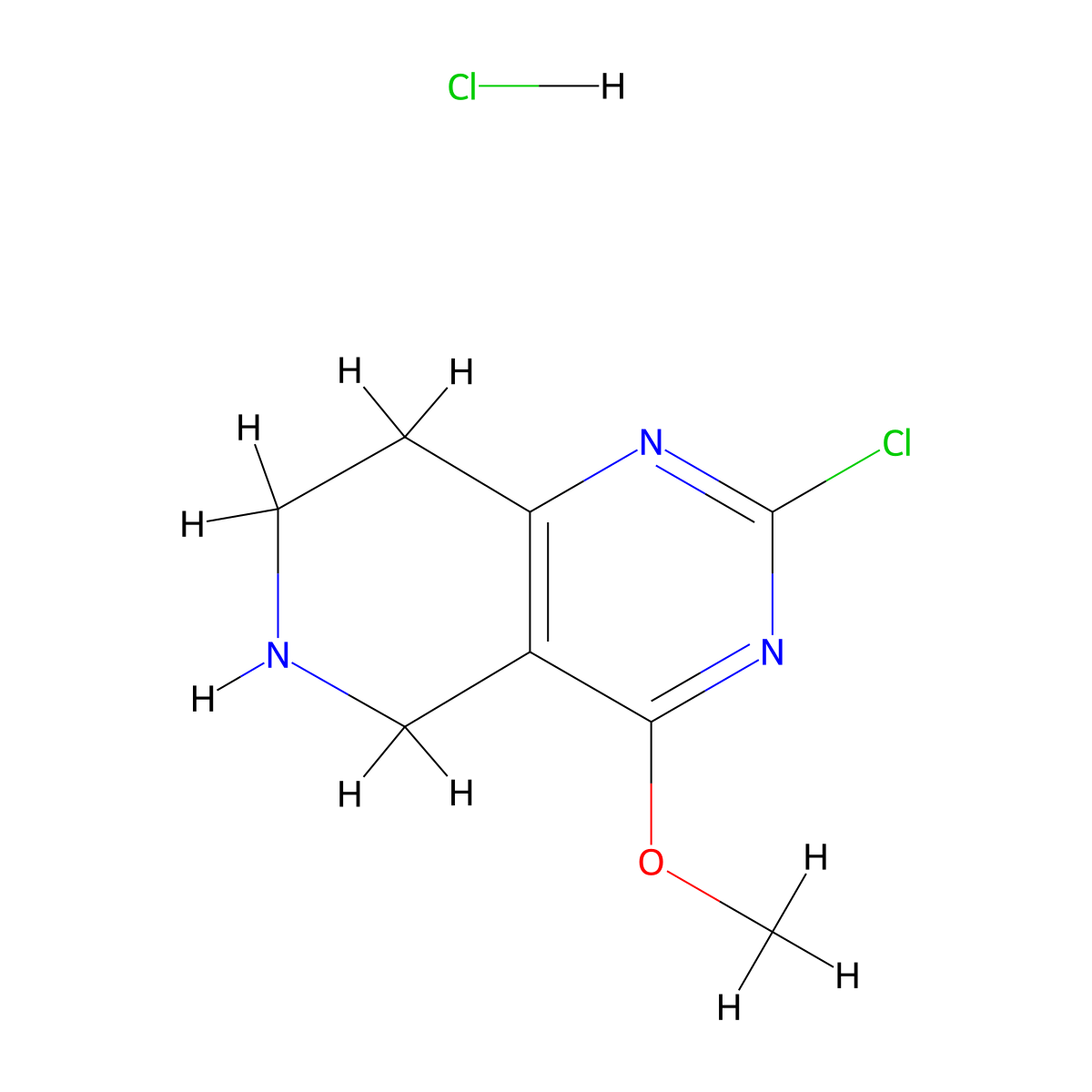 2-chloro-4-methoxy-5H,6H,7H,8H-pyrido[4,3-d]pyrimidinehydrochloride molecular structure, CAS 2460756-95-8