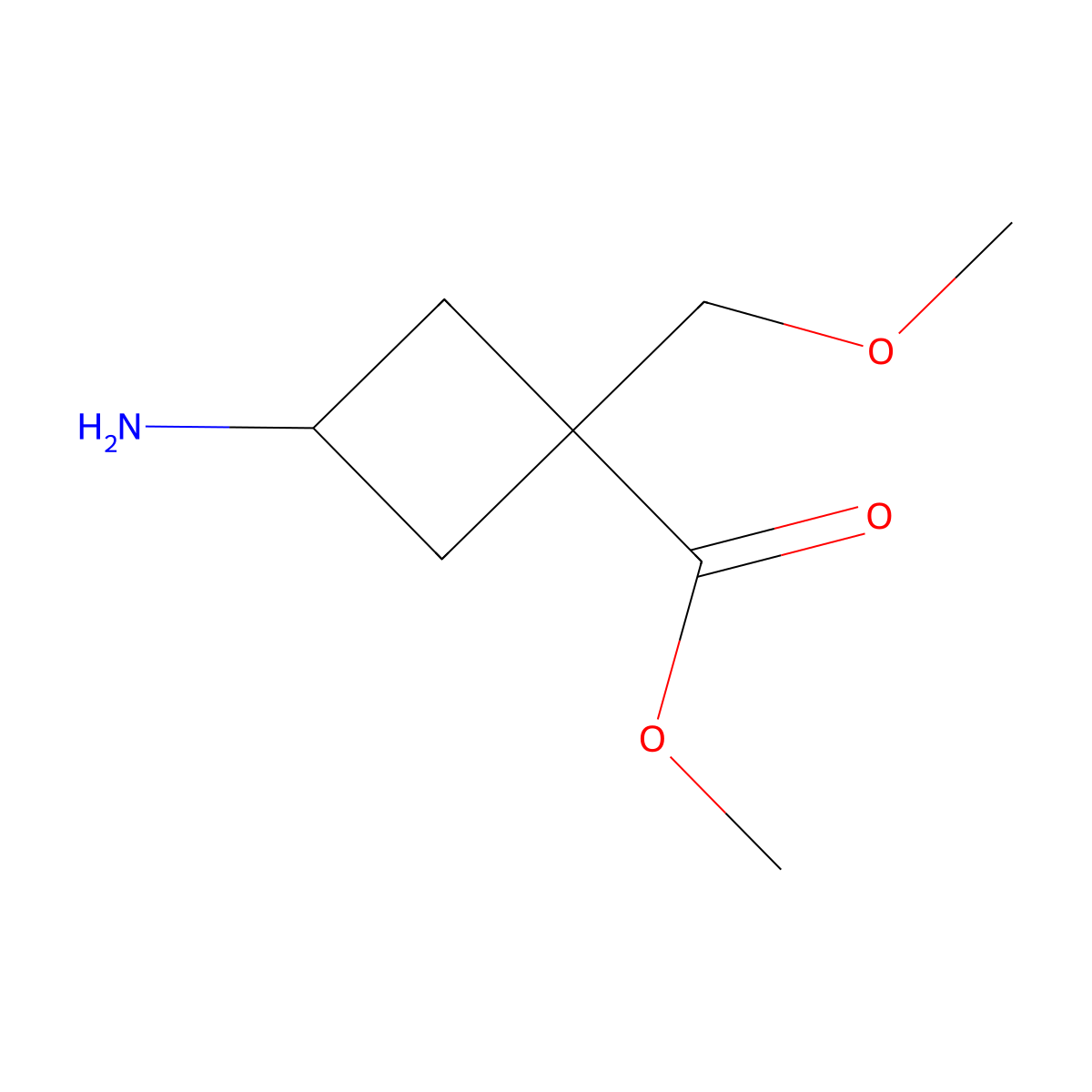 Methyl 3-amino-1-(methoxymethyl)cyclobutane-1-carboxylate molecular structure, CAS 2460757-02-0