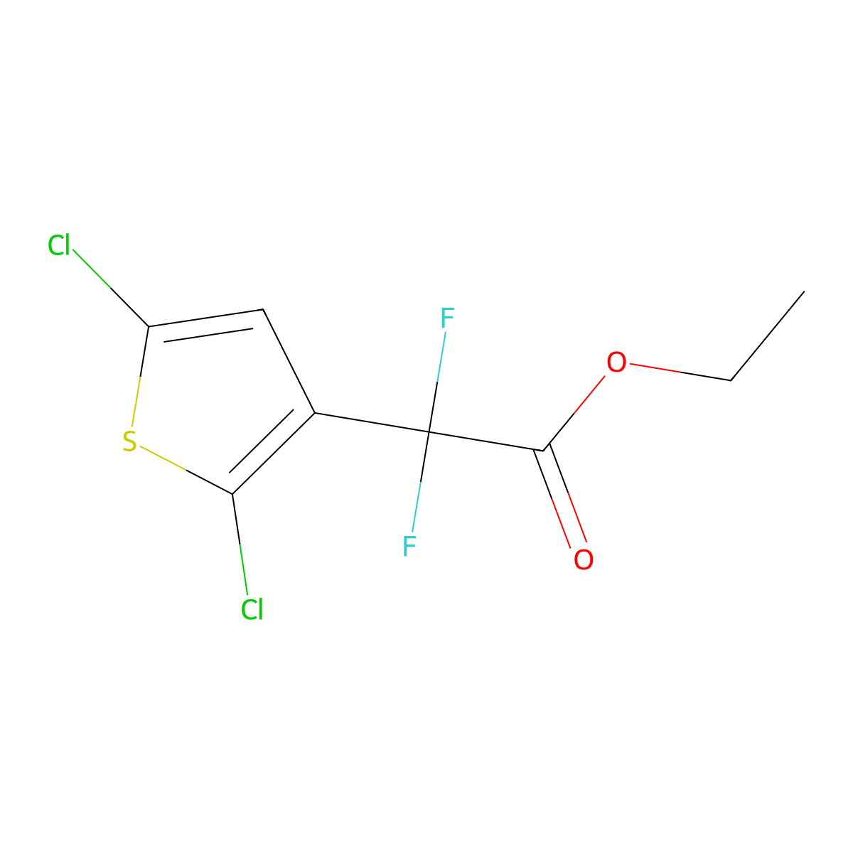 Ethyl 2-(2,5-dichlorothiophen-3-yl)-2,2-difluoroacetate molecular structure, CAS 2460757-30-4