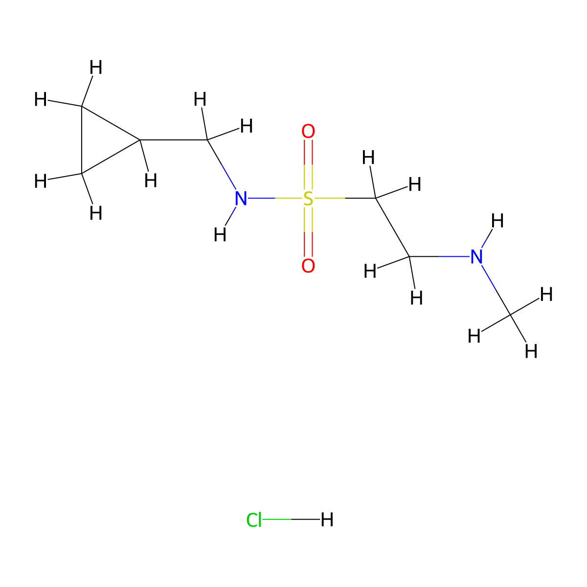 N-(cyclopropylmethyl)-2-(methylamino)ethane-1-sulfonamide hydrochloride molecular structure, CAS 2460757-40-6