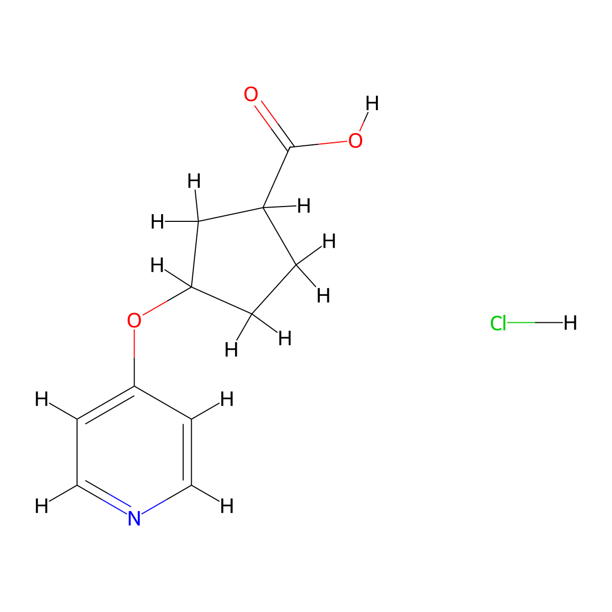 3-(Pyridin-4-yloxy)cyclopentane-1-carboxylic acid hydrochloride molecular structure, CAS 2460757-50-8