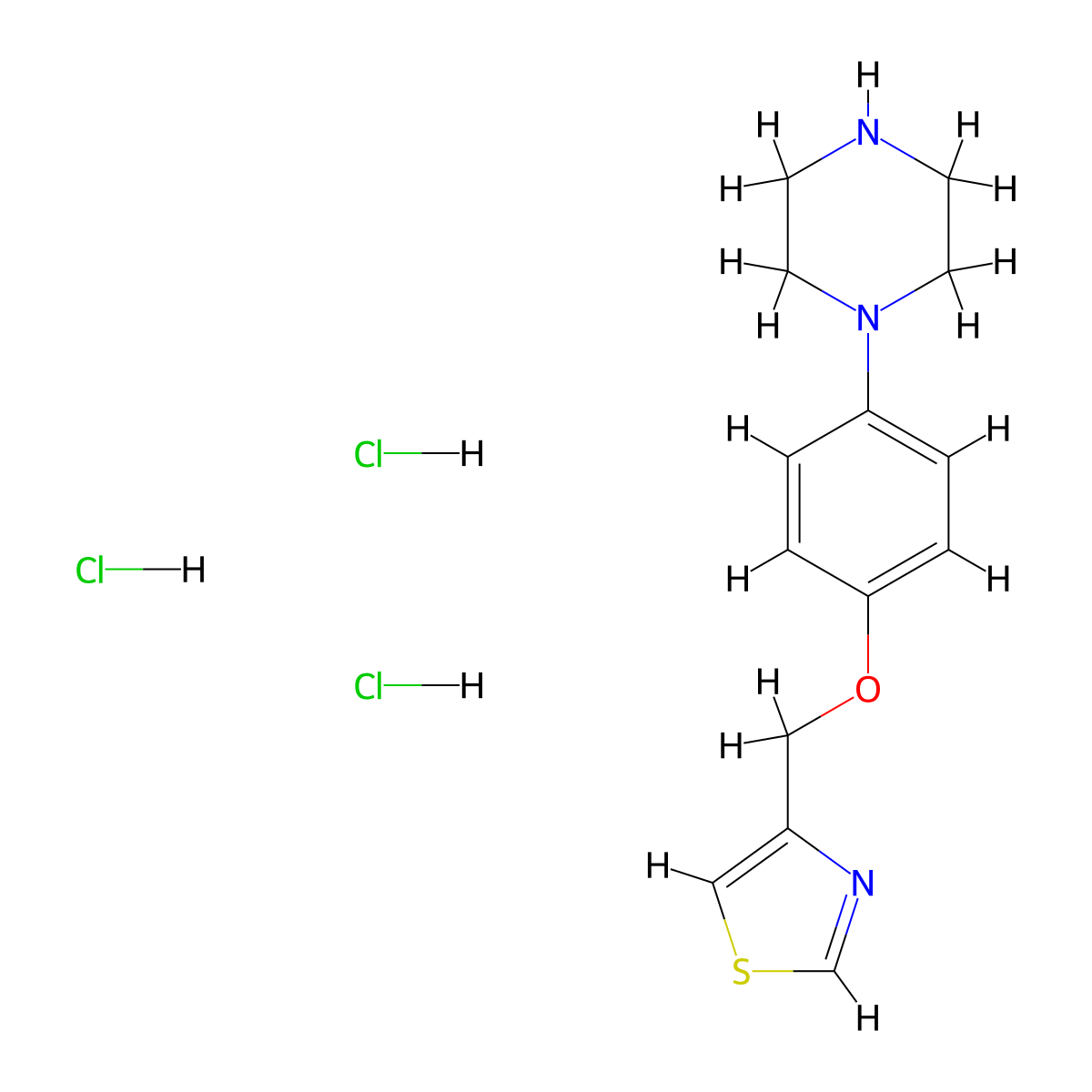 1-{4-[(1,3-Thiazol-4-yl)methoxy]phenyl}piperazine trihydrochloride molecular structure, CAS 2460757-53-1