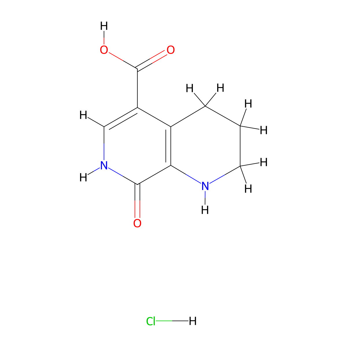 8-Hydroxy-1,2,3,4-tetrahydro-1,7-naphthyridine-5-carboxylicacidhydrochloride molecular structure, CAS 2460757-65-5