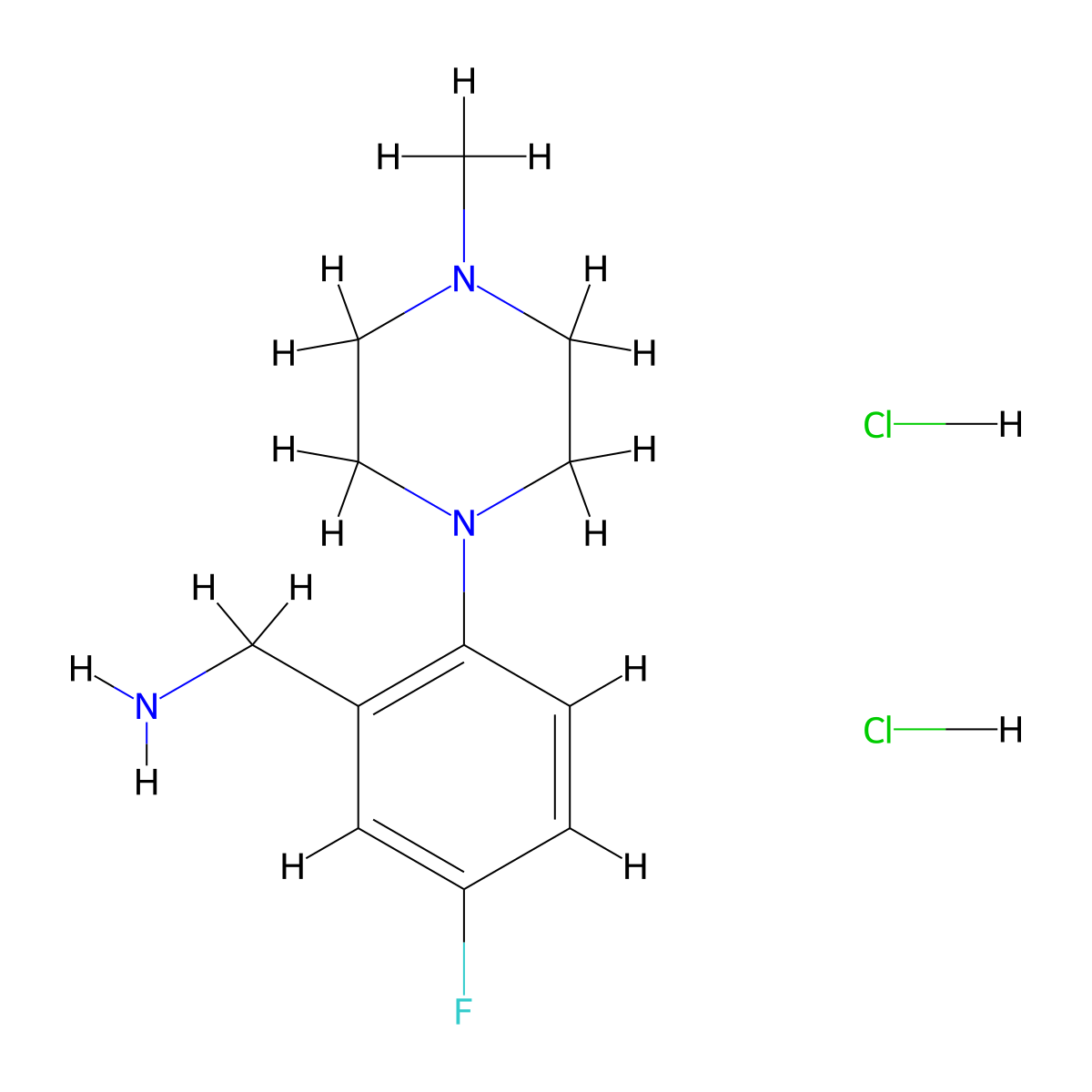 1-[5-Fluoro-2-(4-methylpiperazin-1-yl)phenyl]methanamine dihydrochloride molecular structure, CAS 2460757-67-7
