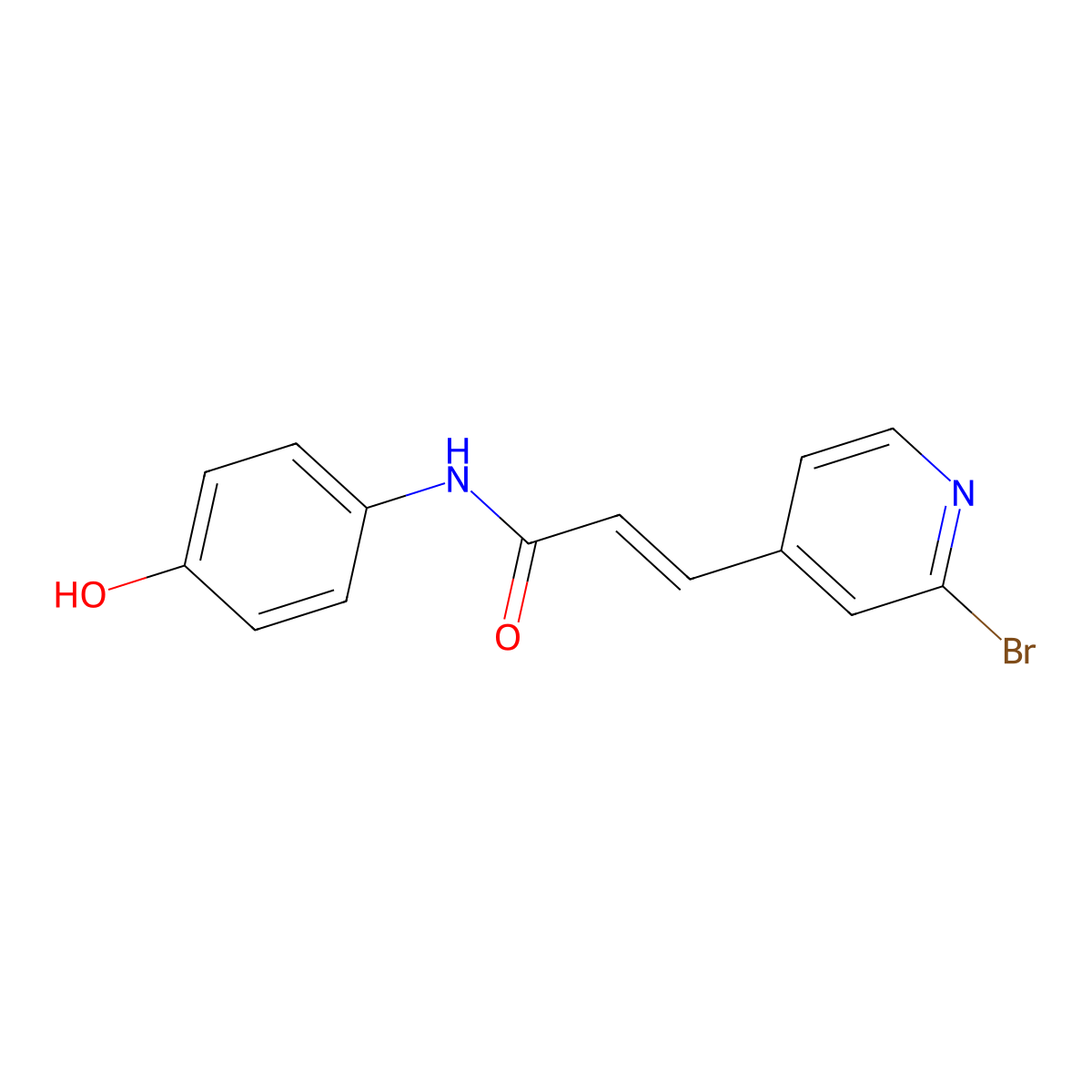 (2E)-3-(2-bromopyridin-4-yl)-N-(4-hydroxyphenyl)prop-2-enamide molecular structure, CAS 2460763-64-6