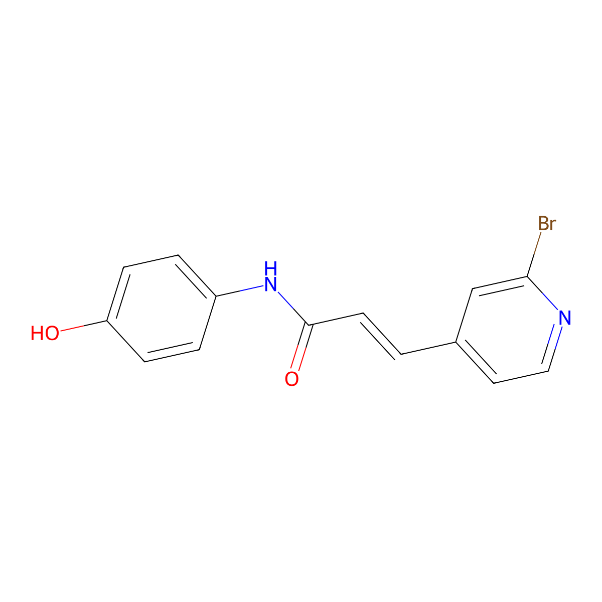 (2E)-3-(2-bromopyridin-4-yl)-N-(4-hydroxyphenyl)prop-2-enamide molecular structure, CAS 2460763-64-6