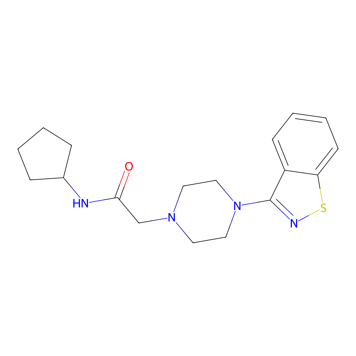2-[4-(1,2-benzothiazol-3-yl)piperazin-1-yl]-N-cyclopentylacetamide molecular structure, CAS 2460823-94-1