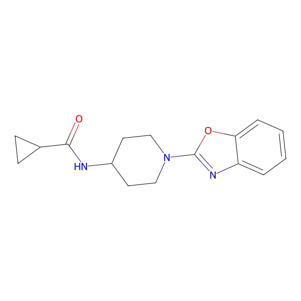 N-[1-(1,3-benzoxazol-2-yl)piperidin-4-yl]cyclopropanecarboxamide molecular structure, CAS 2460824-42-2