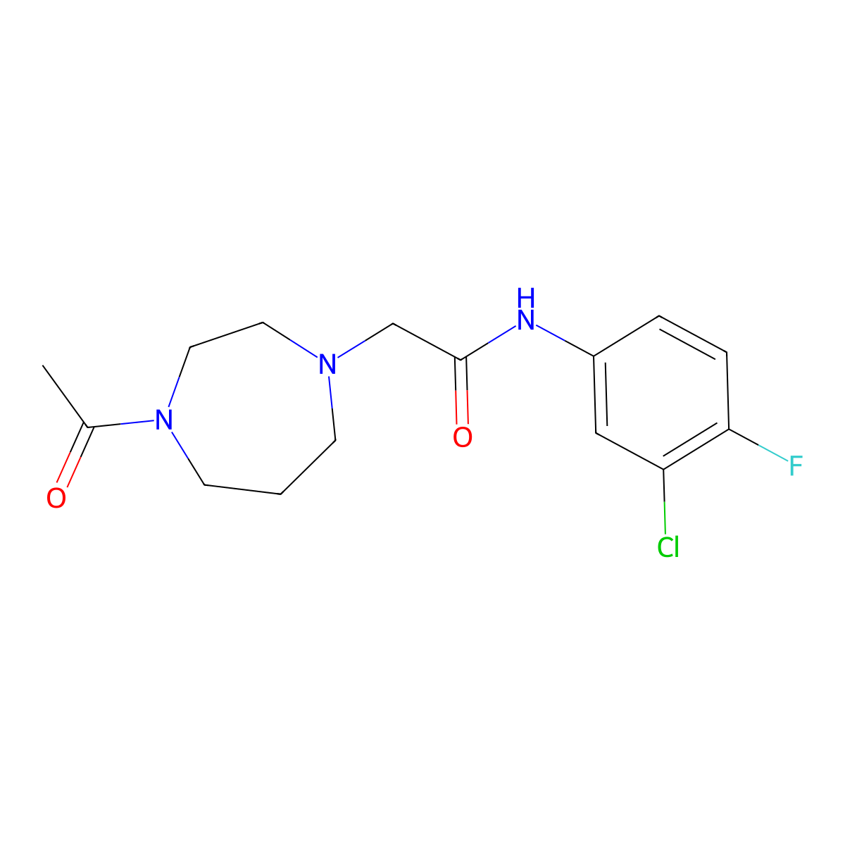 2-(4-acetyl-1,4-diazepan-1-yl)-N-(3-chloro-4-fluorophenyl)acetamide molecular structure, CAS 2460928-81-6