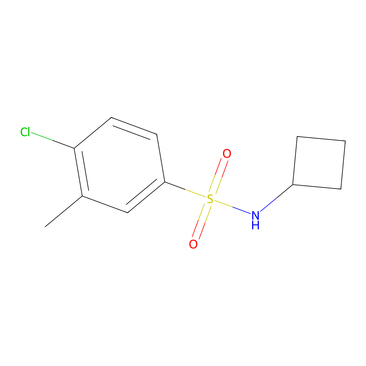 4-chloro-N-cyclobutyl-3-methylbenzene-1-sulfonamide molecular structure, CAS 2461163-85-7