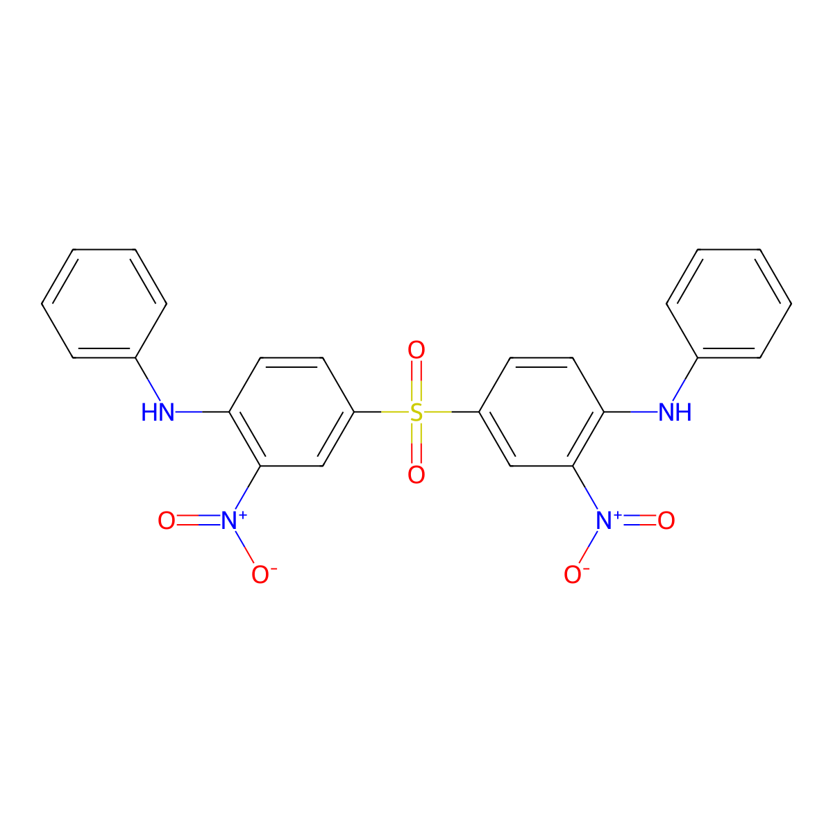 N,N'-[Sulfonylbis(2-nitro-4,1-phenylene)]dianiline molecular structure, CAS 24612-45-1