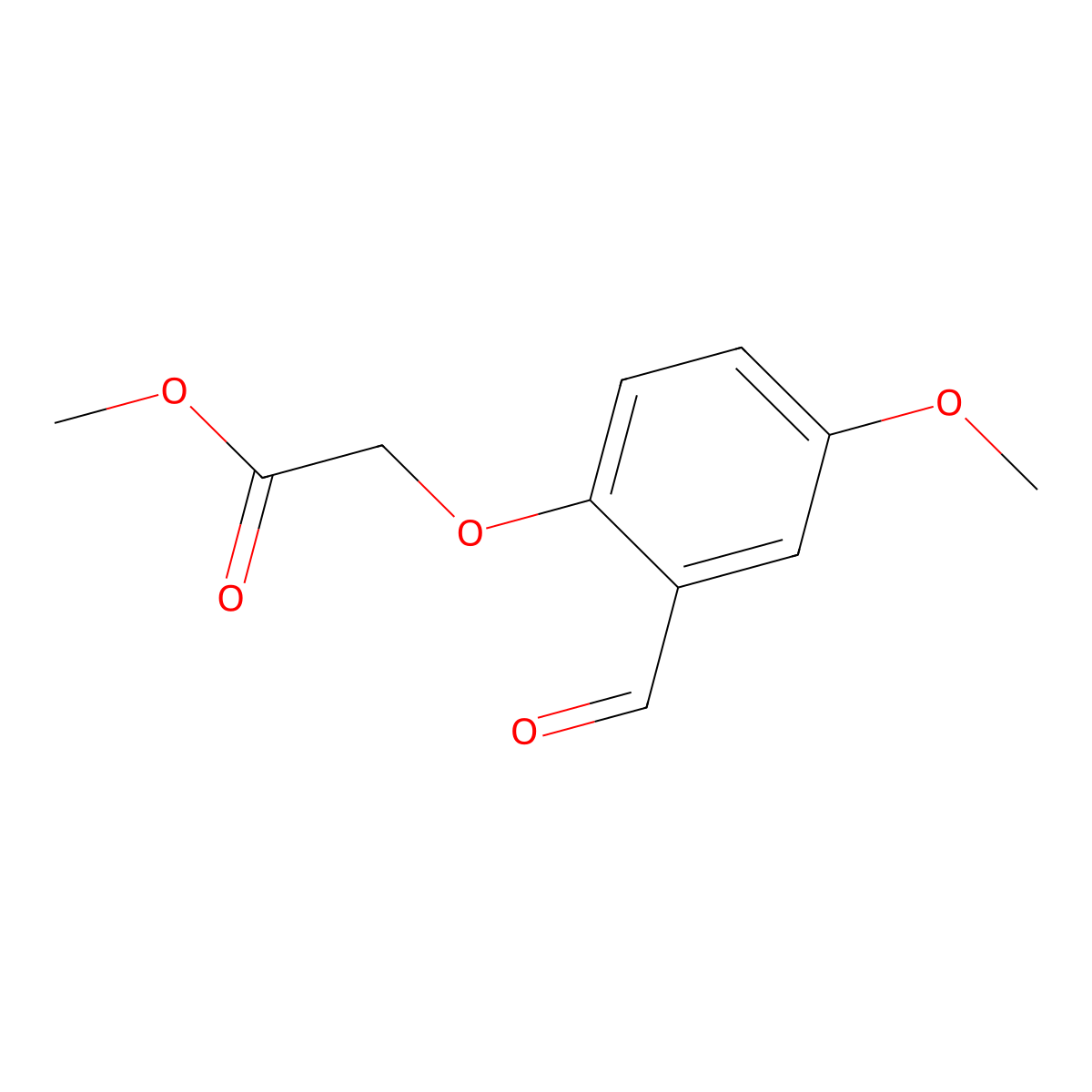 Methyl (2-formyl-4-methoxyphenoxy)acetate molecular structure, CAS 24612-99-5