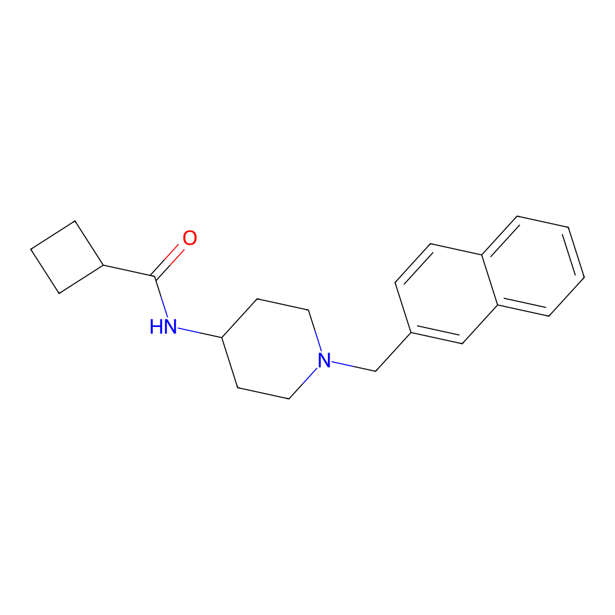 N-{1-[(naphthalen-2-yl)methyl]piperidin-4-yl}cyclobutanecarboxamide molecular structure, CAS 2461210-41-1