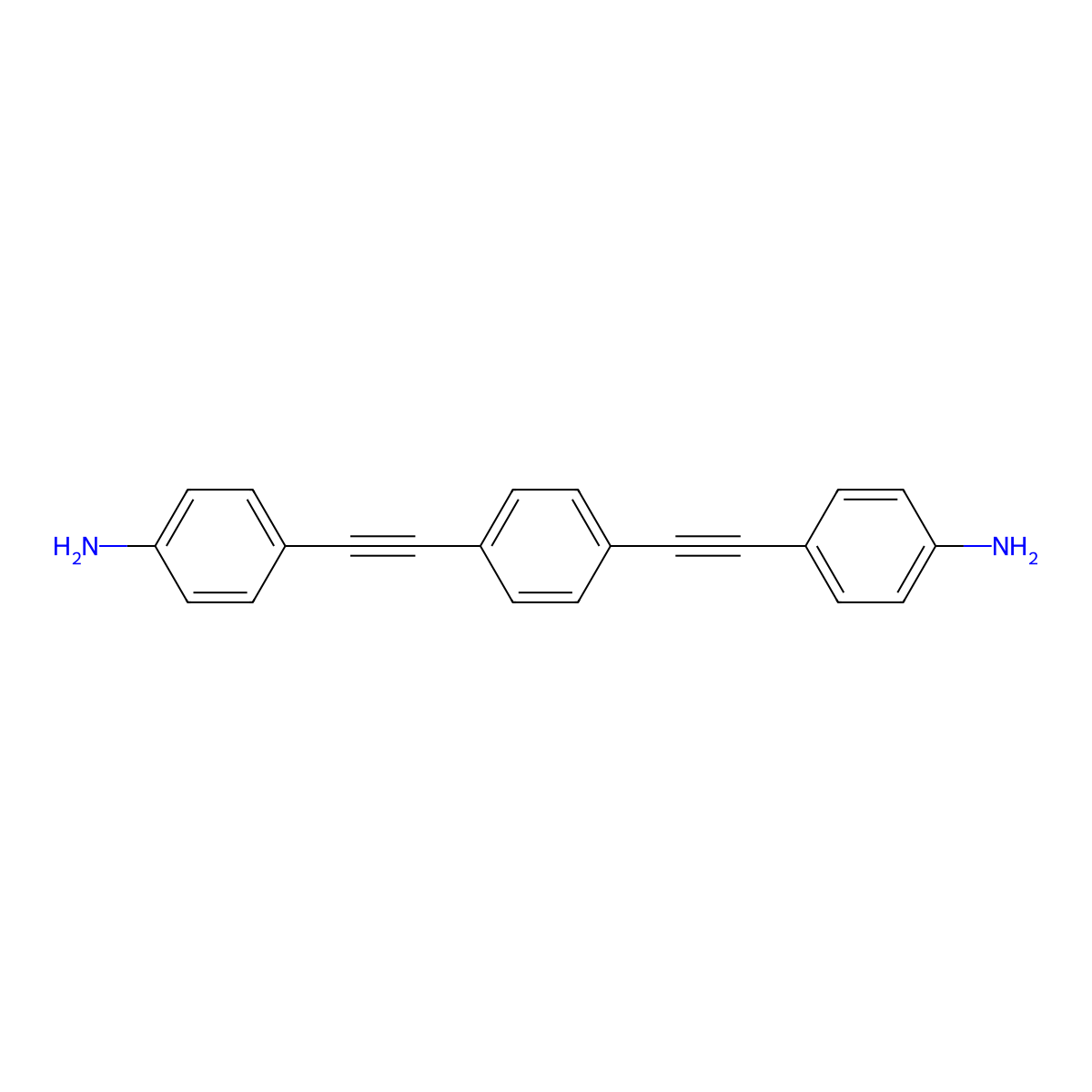 4,4'-(1,4-Phenylenebis(ethyne-2,1-diyl))dianiline molecular structure, CAS 246141-52-6