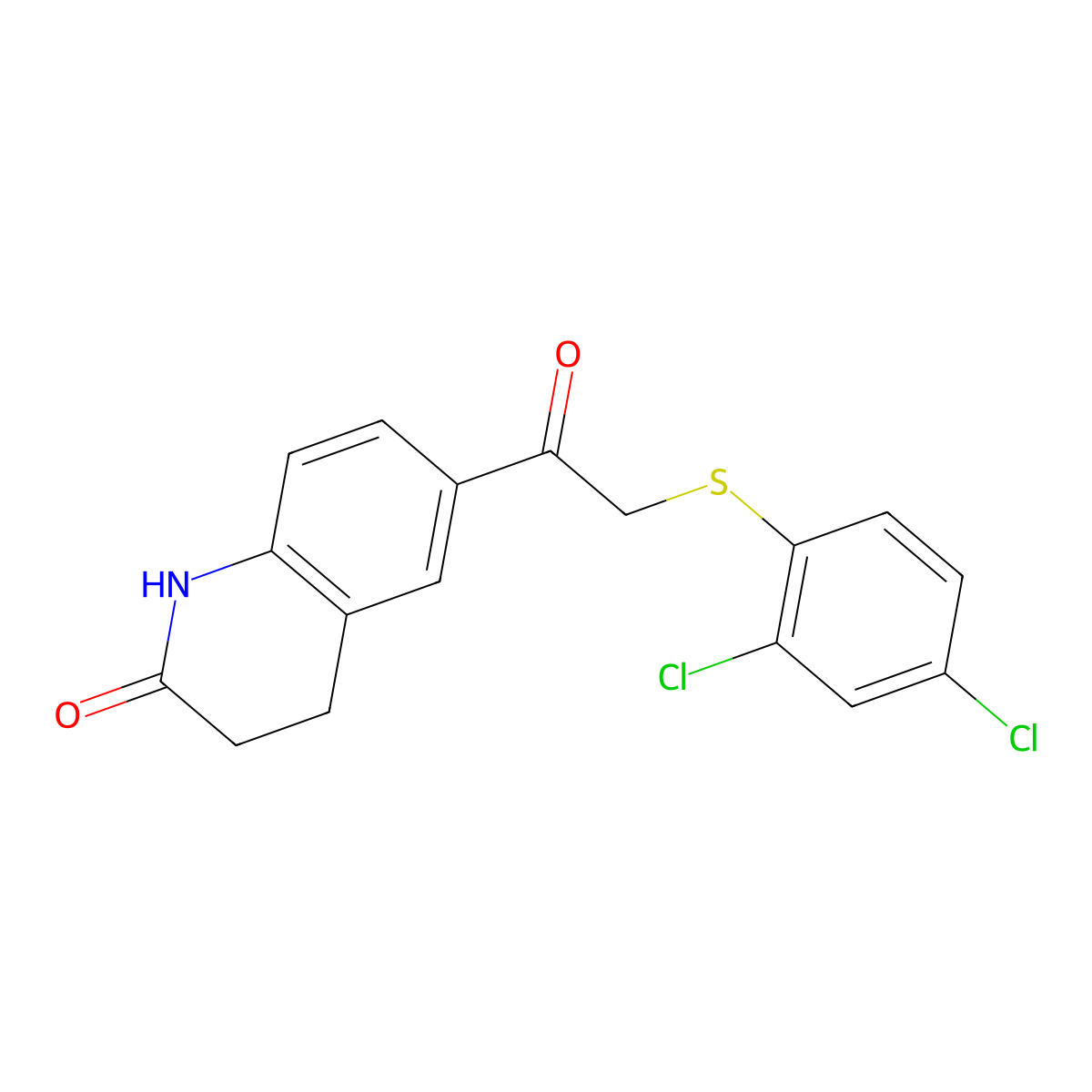 6-[[(2,4-Dichlorophenyl)thio]acetyl]-3,4-dihydro-2(1H)-quinolinone molecular structure, CAS 246147-22-8