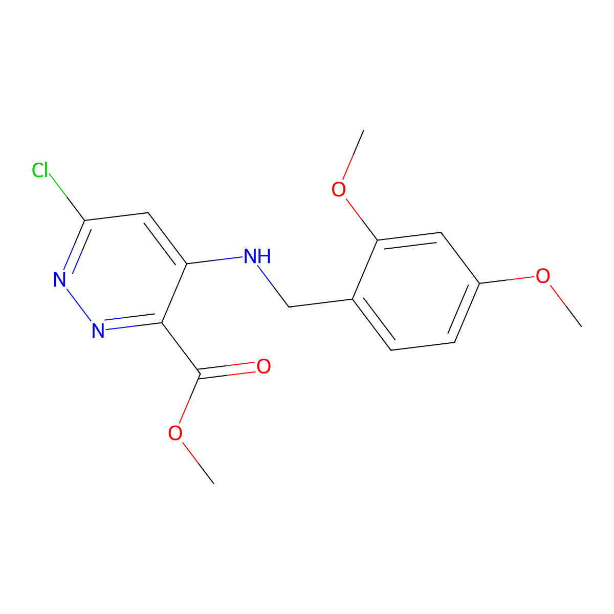 6-Chloro-4-(2,4-dimethoxy-benzylamino)-pyridazine-3-carboxylic acid methyl ester molecular structure, CAS 2461493-74-1