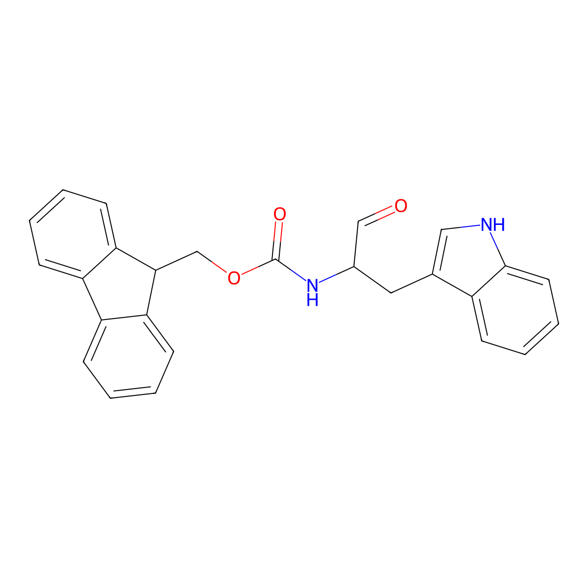 9H-fluoren-9-ylmethyl N-[(2S)-1-(1H-indol-3-yl)-3-oxopropan-2-yl]carbamate molecular structure, CAS 246159-95-5