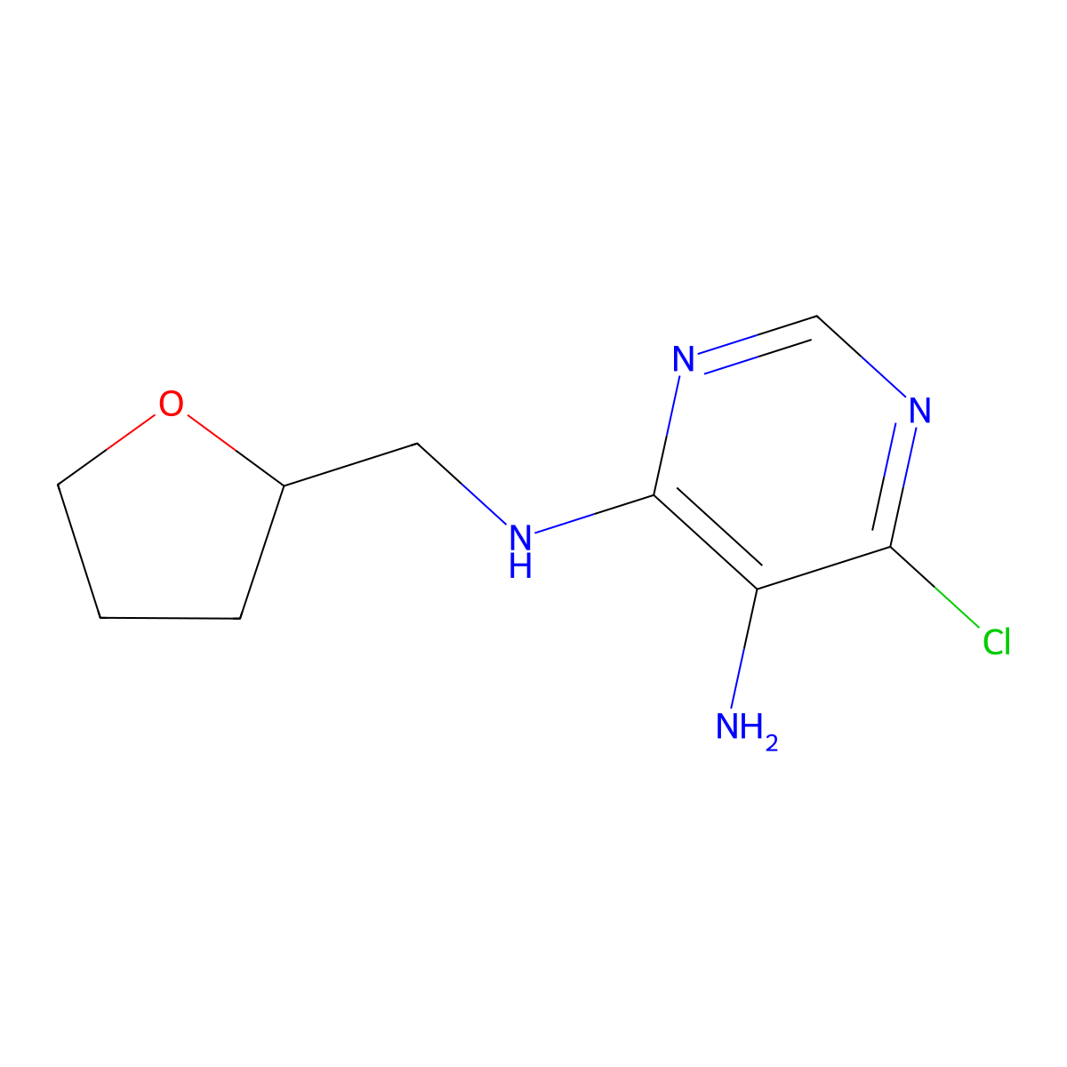 6-chloro-4-N-(oxolan-2-ylmethyl)pyrimidine-4,5-diamine molecular structure, CAS 24616-95-3