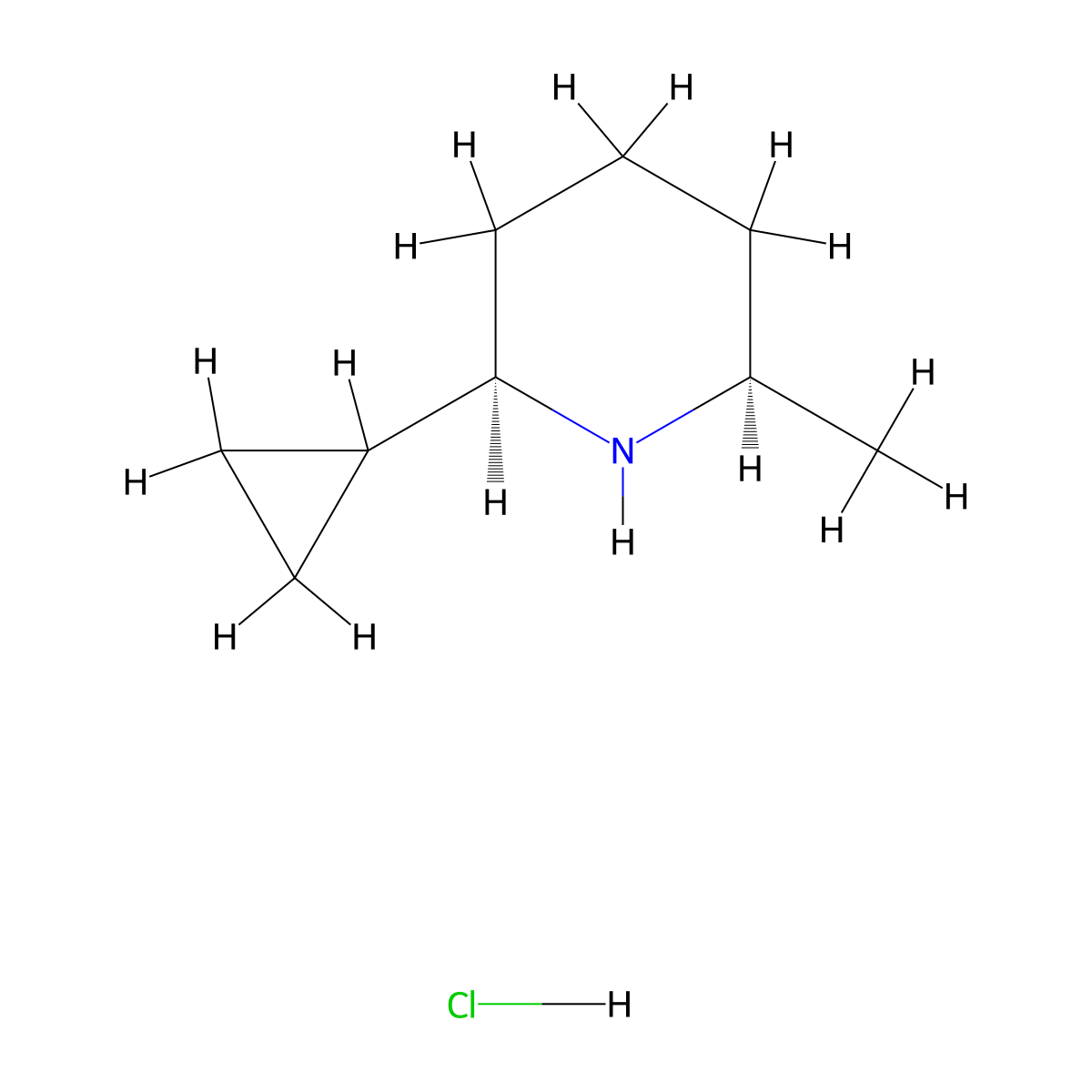 rac-(2R,6R)-2-cyclopropyl-6-methylpiperidine hydrochloride molecular structure, CAS 2461681-49-0