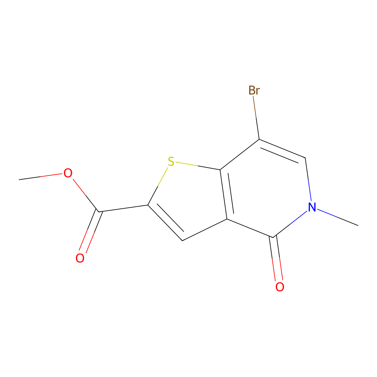 Methyl 7-bromo-5-methyl-4-oxo-thieno[3,2-c]pyridine-2-carboxylate molecular structure, CAS 2461773-51-1