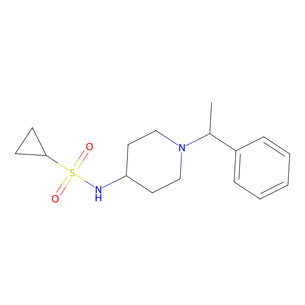 N-[1-(1-phenylethyl)piperidin-4-yl]cyclopropanesulfonamide molecular structure, CAS 2461944-79-4
